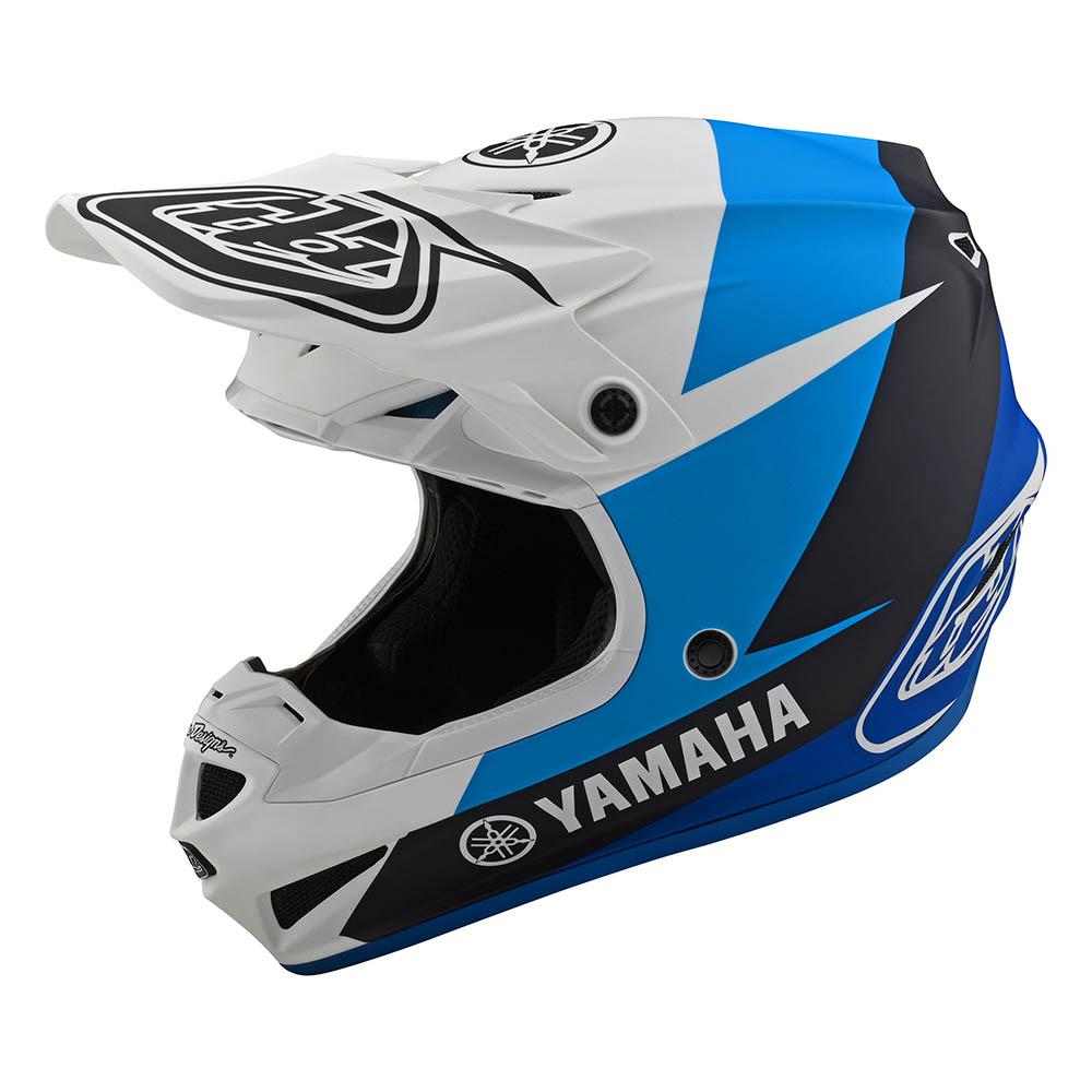 Blue and white dirt bike helmets on sale