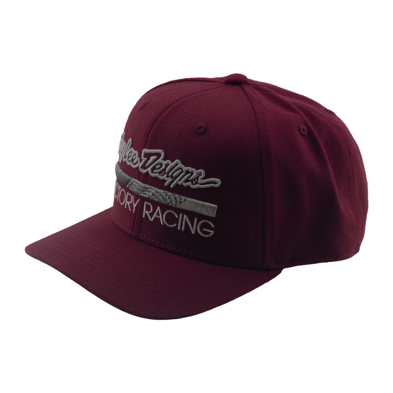 Casquette snapback à visière incurvée Troy Lee Designs Factory Racing bordeaux/gris