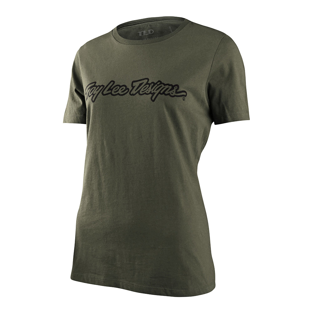 T-shirt à manches courtes pour femme, vert militaire signature