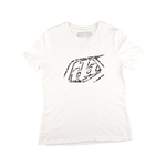 T-shirt court à manches courtes pour femme, avec badge vintage blanc
