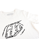 T-shirt court à manches courtes pour femme, avec badge vintage blanc