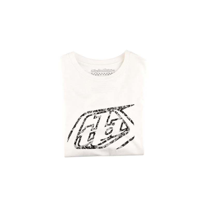 T-shirt court à manches courtes pour femme, avec badge vintage blanc