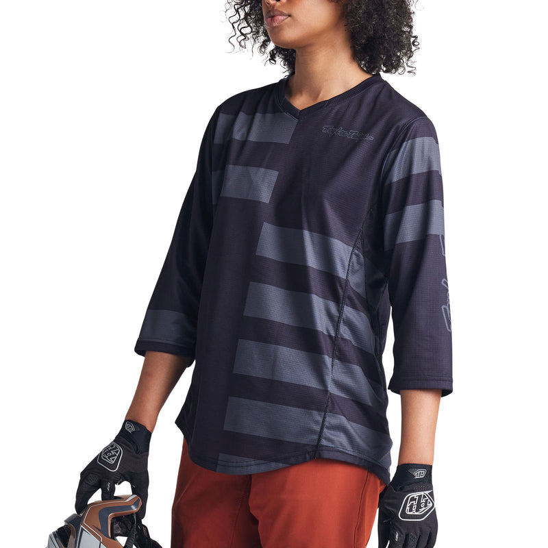 Womens Mischief Jersey Split Stripe Black