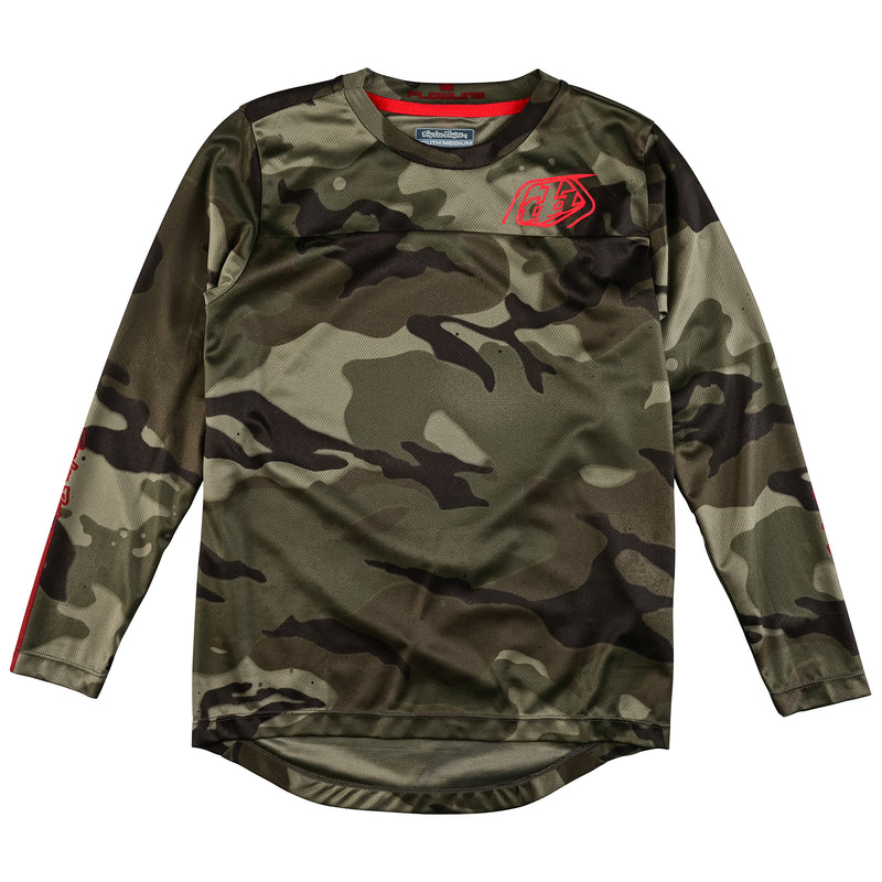 Youth Flowline LS Jersey Spray Camo Army