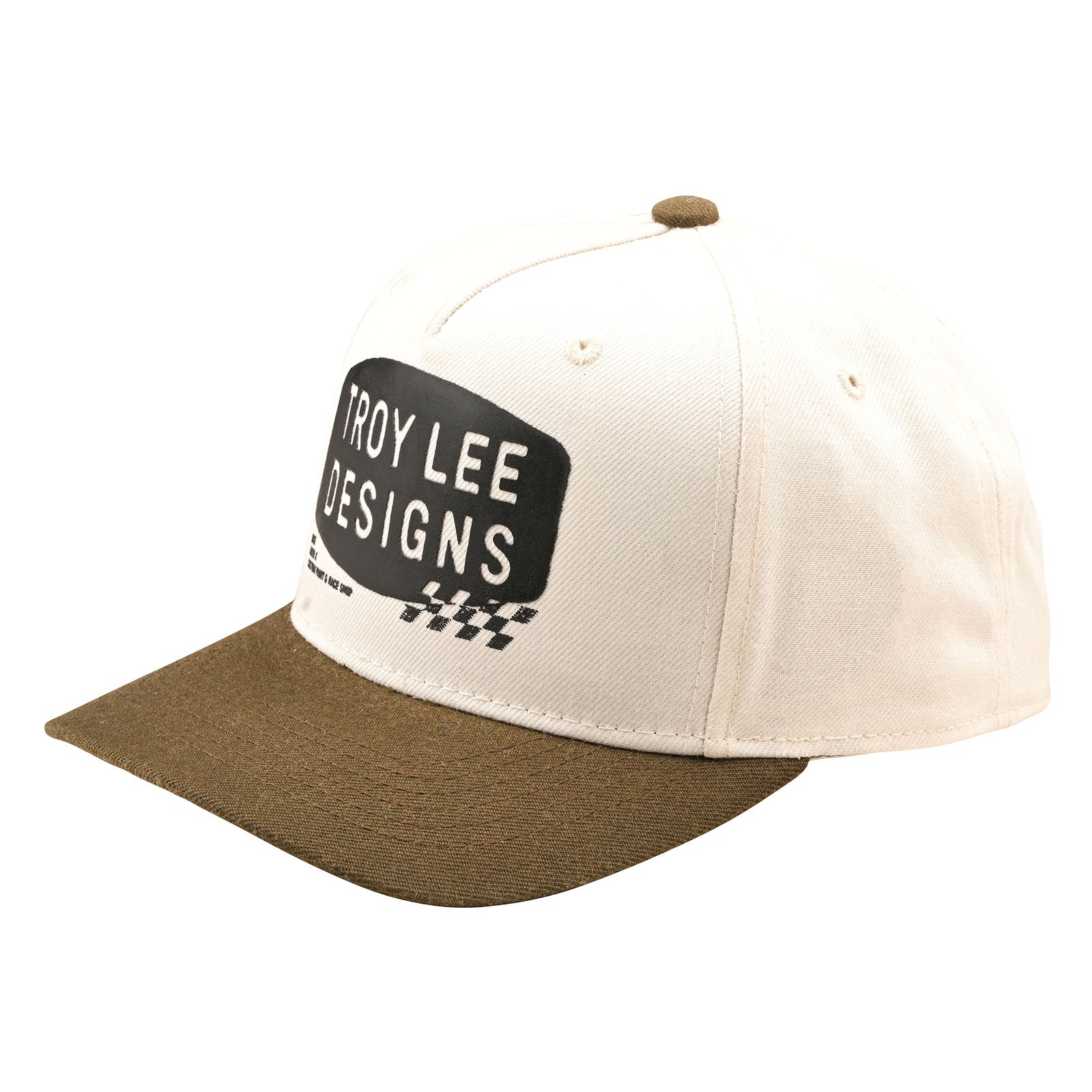Casquette Snapback incurvée, style vintage, blanche/olive.