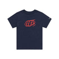 T-shirt à manches courtes pour enfant avec badge, bleu marine chiné