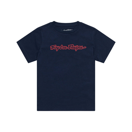 T-shirt à manches courtes pour jeunes, bleu marine signature