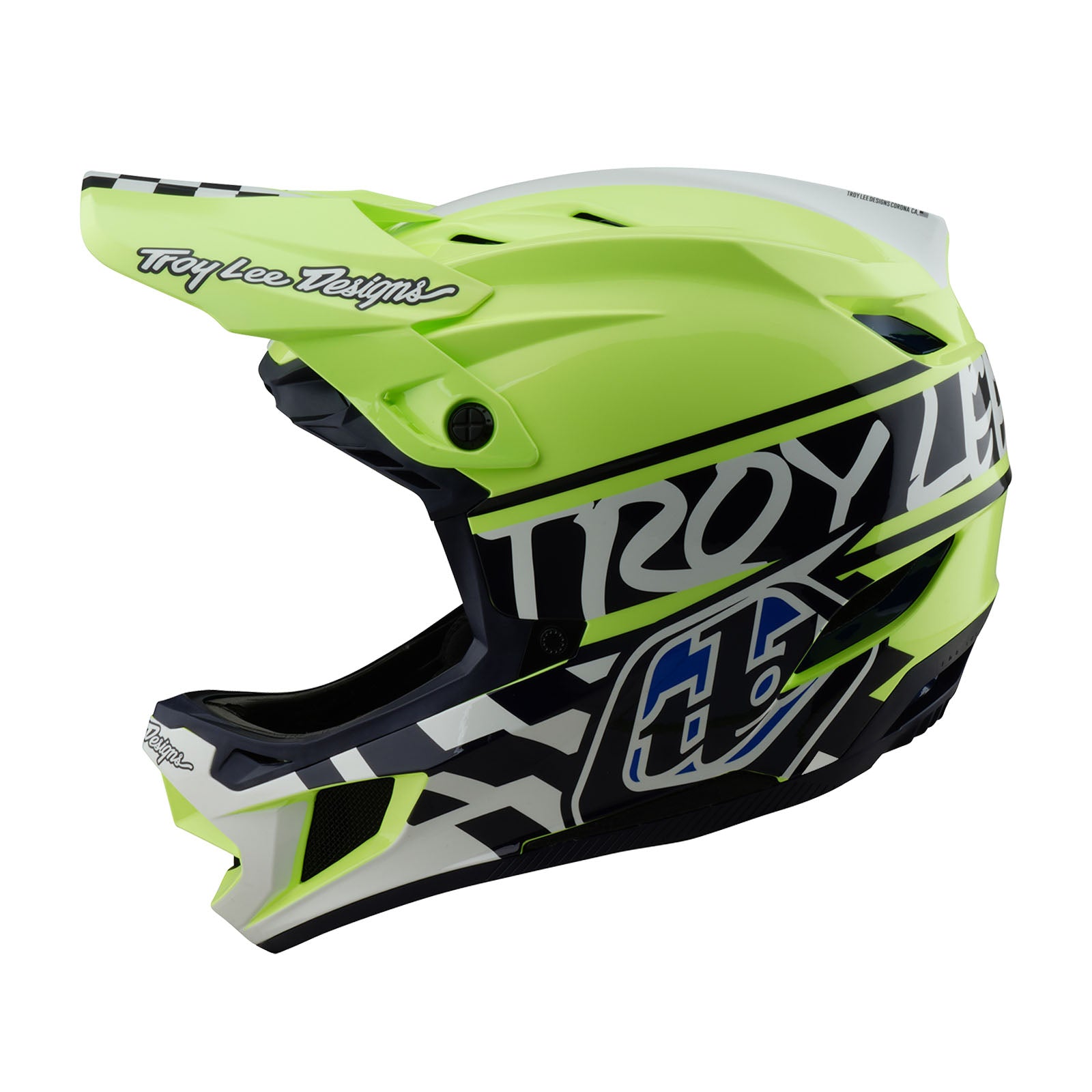 Casque D4 en polyacrylite Fifty-50 Marine / Jaune fluo