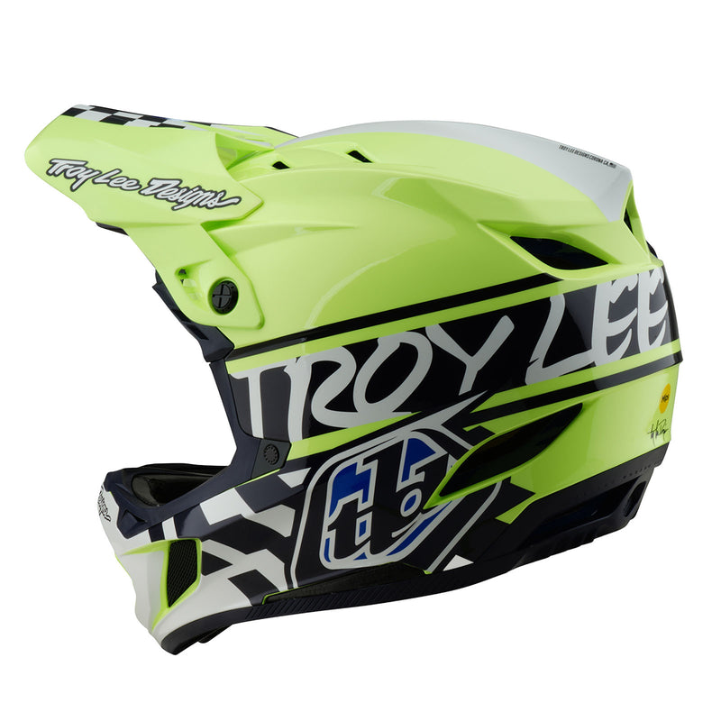 Casque D4 en polyacrylite Fifty-50 Marine / Jaune fluo