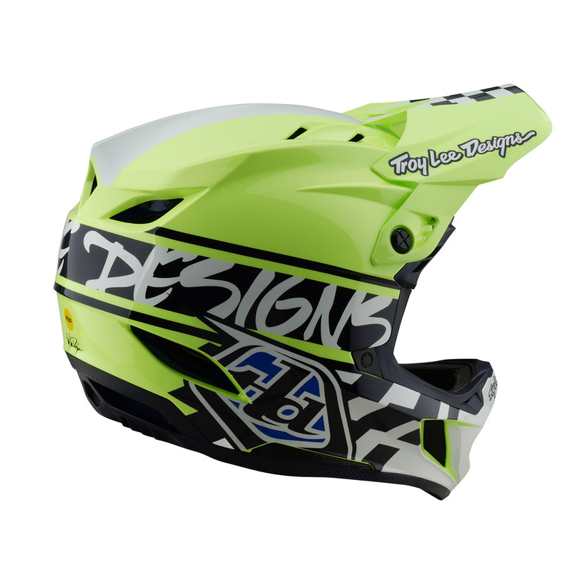 Casque D4 en polyacrylite Fifty-50 Marine / Jaune fluo