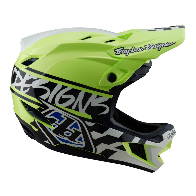 Casque D4 en polyacrylite Fifty-50 Marine / Jaune fluo