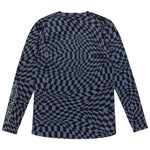 T-shirt à manches longues Lilium pour femme, motif à carreaux torsadés, noir/gris