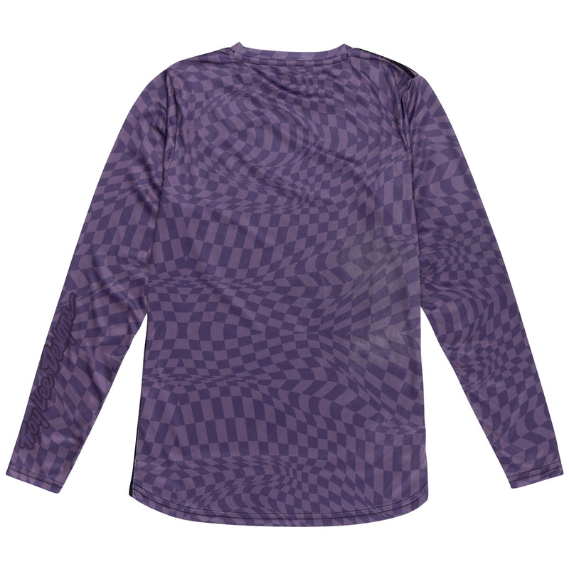 T-shirt à manches longues pour femme Lilium, motif à carreaux torsadés, violet foncé