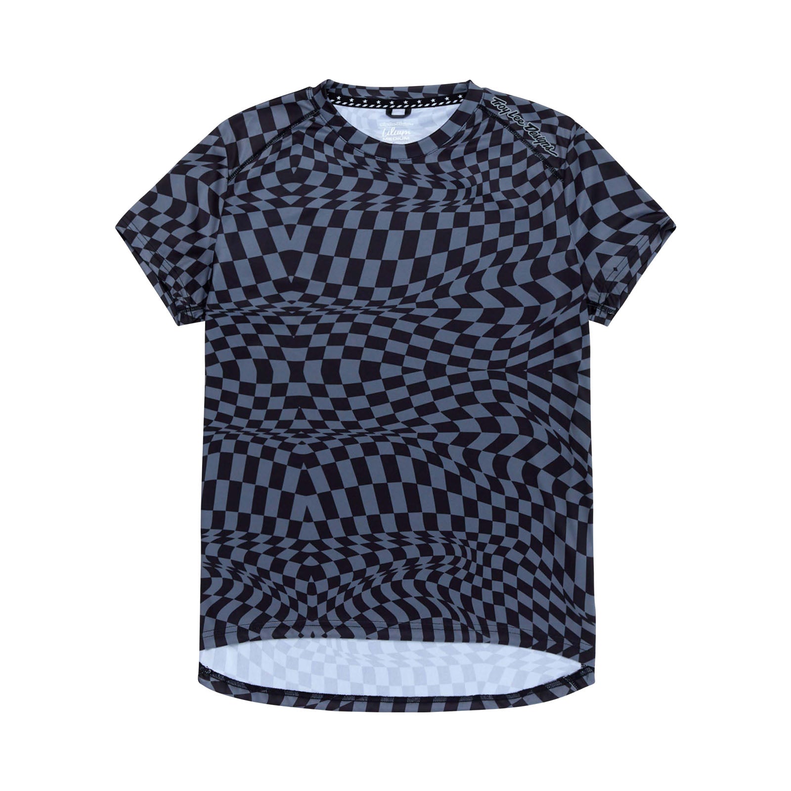 T-shirt à manches courtes Lilium pour femme, motif à carreaux torsadés, noir