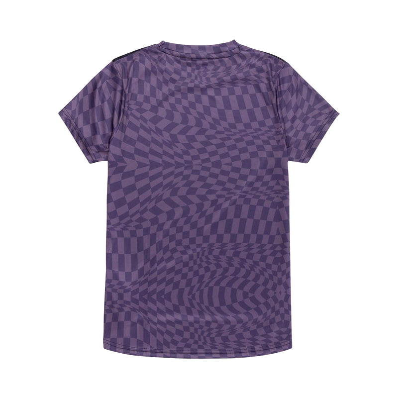 T-shirt à manches courtes pour femme Lilium, motif à carreaux torsadés, violet foncé